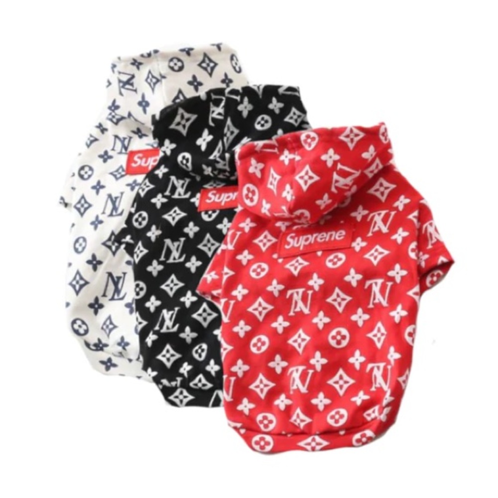 Pawmain “Pupreme” Supreme x Louis Vuitton Collab - Inspired Hoodie for Dogs - Picture 4 of 11